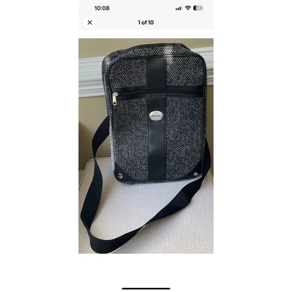 Kluge Black/White Tweed Crossbody/Shoulder Carry On Travel Bag/Luggage VINTAGE
